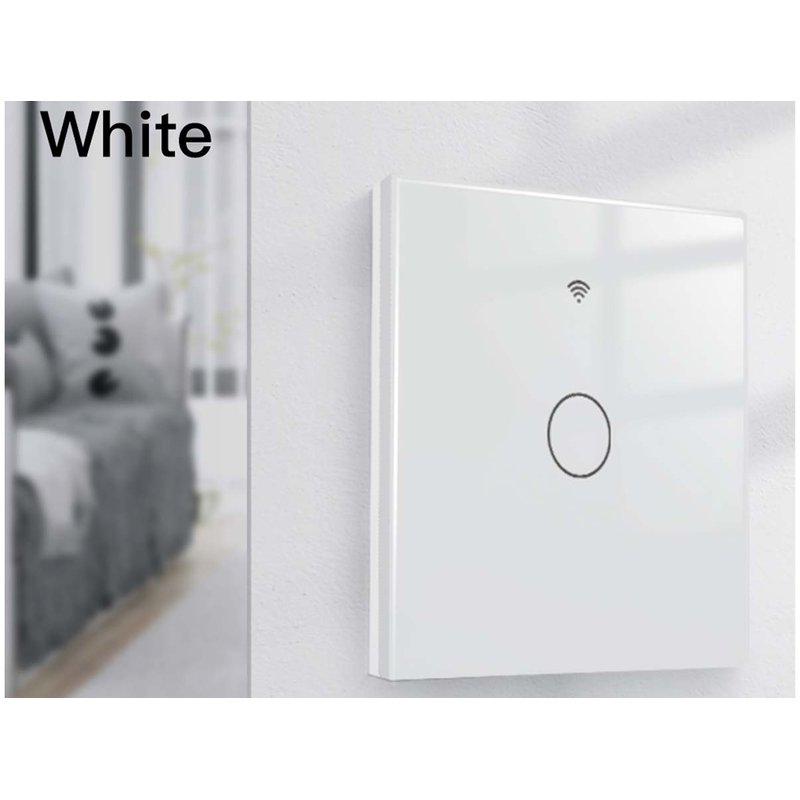 Interruttore Wifi Da Parete 86X86 Pannello Touch 1 Tasto Colore Bianco WiFi + RF 433 Compatibile con Amazon Alexa e Google Home
