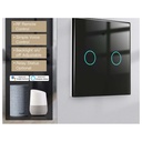 Interruttore Wifi Da Parete 86X86 Pannello Touch 2 Tasti Colore Nero WiFi + RF 433 Compatibile con Amazon Alexa e Google Home