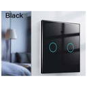 Interruttore Wifi Da Parete 86X86 Pannello Touch 2 Tasti Colore Nero WiFi + RF 433 Compatibile con Amazon Alexa e Google Home