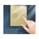 Interruttore Wifi Da Parete 86X86 Pannello Touch 2 Tasti Colore Oro WiFi + RF 433 Compatibile con Amazon Alexa e Google Home