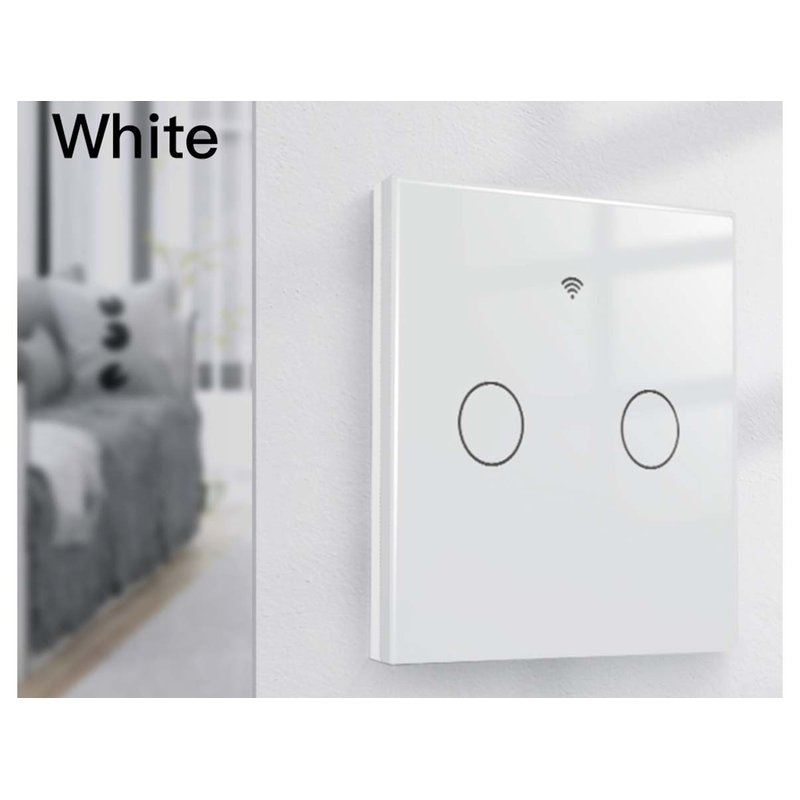 Interruttore Wifi Da Parete 86X86 Pannello Touch 2 Tasti Colore Bianco WiFi + RF 433 Compatibile con Amazon Alexa e Google Home