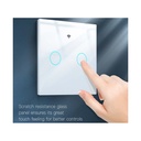 Interruttore Wifi Da Parete 86X86 Pannello Touch 2 Tasti Colore Bianco WiFi + RF 433 Compatibile con Amazon Alexa e Google Home