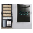 Interruttore Wifi Da Parete 86X86 Pannello Touch 3 Tasti Colore Nero WiFi + RF 433 Compatibile con Amazon Alexa e Google Home