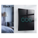 Interruttore Wifi Da Parete 86X86 Pannello Touch 3 Tasti Colore Nero WiFi + RF 433 Compatibile con Amazon Alexa e Google Home