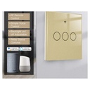 Interruttore Wifi Da Parete 86X86 Pannello Touch 3 Tasti Colore Oro WiFi + RF 433 Compatibile con Amazon Alexa e Google Home