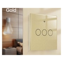 Interruttore Wifi Da Parete 86X86 Pannello Touch 3 Tasti Colore Oro WiFi + RF 433 Compatibile con Amazon Alexa e Google Home