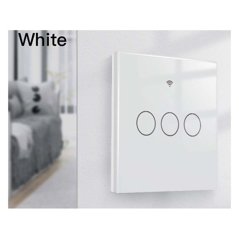 Interruttore Wifi Da Parete 86X86 Pannello Touch 3 Tasti Colore Bianco WiFi + RF 433 Compatibile con Amazon Alexa e Google Home