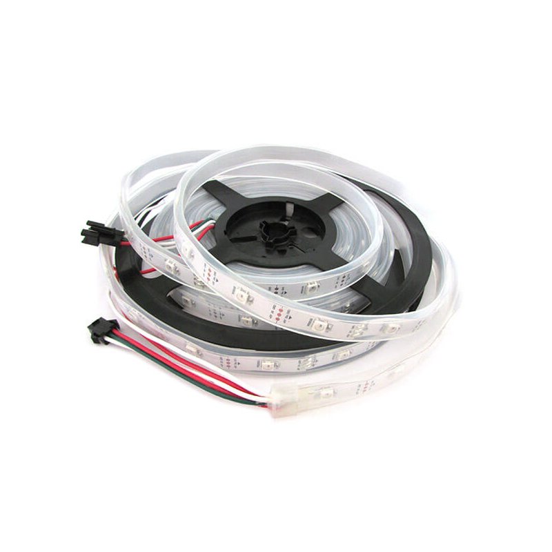 Striscia Bobina Led SPI Magic Color RGB Con IC WS2812 5V Con 150 Smd 5050 5 Metri Con Guaine IP67