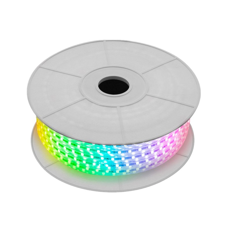 Bobina 100M Striscia Led 220V RGB IP65 Passo 10mm 9W/M Tagliabile 100cm 60 smd 5050/m