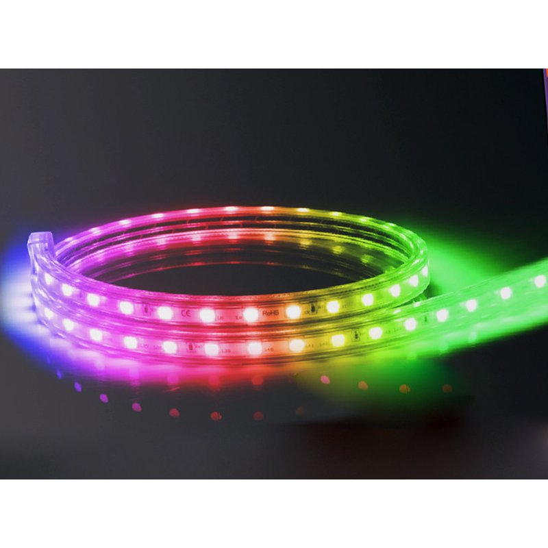 Bobina 100M Striscia Led 220V RGB IP65 Passo 10mm 9W/M Tagliabile 100cm 60 smd 5050/m