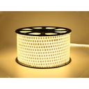 Bobina 100M Striscia Led 220V Bianco Caldo 3000K IP65 Passo 12mm 12W/M 1300LM/W Tagliabile 20cm Doppia Fila 120 smd 2835/m