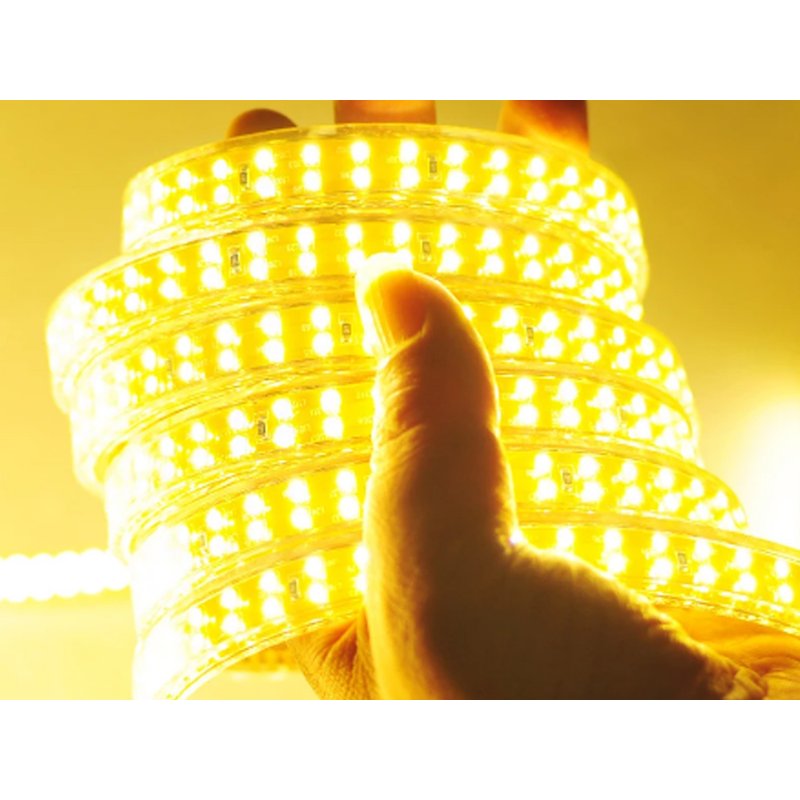 Bobina 100M Striscia Led 220V Bianco Caldo 3000K IP65 Passo 12mm 12W/M 1300LM/W Tagliabile 20cm Doppia Fila 120 smd 2835/m