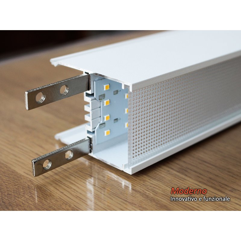 Lampada Led Lineare A Sospensione 40W UGR 19 Colore Corpo Bianco 4000K Neutro Dimmerabile 0-10V Allungabile Linkable Fino a 12 Metri SKU-21383