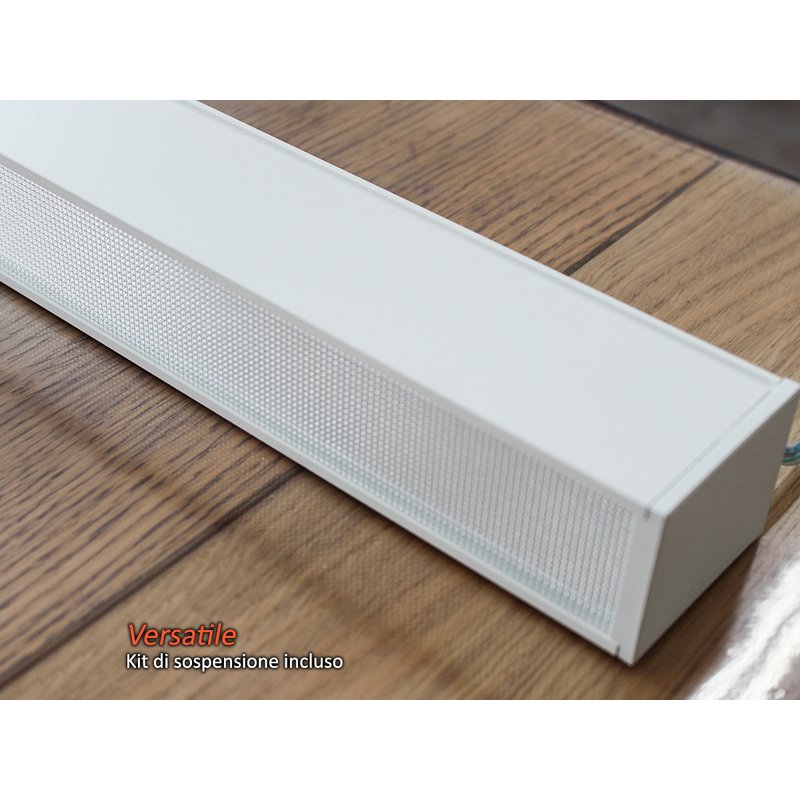 Lampada Led Lineare A Sospensione 40W UGR 19 Colore Corpo Bianco 4000K Neutro Dimmerabile 0-10V Allungabile Linkable Fino a 12 Metri SKU-21383
