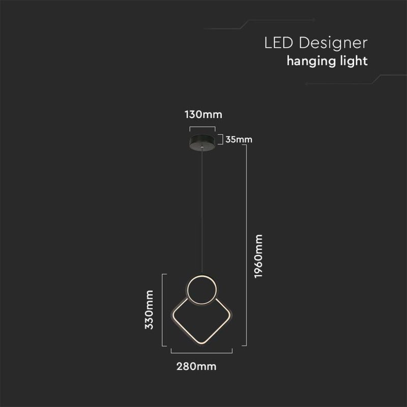 Lampadario LED a Sospensione 12W dal Design Moderno 28*196m Colore Nero 3000K SKU-14998