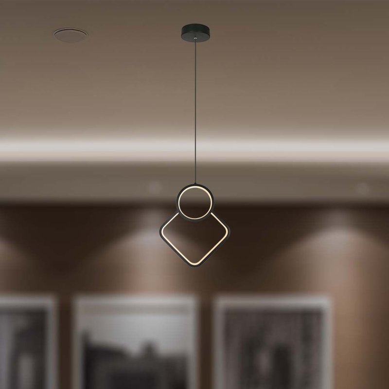 Lampadario LED a Sospensione 12W dal Design Moderno 28*196cm Colore Nero 4000K SKU-14999