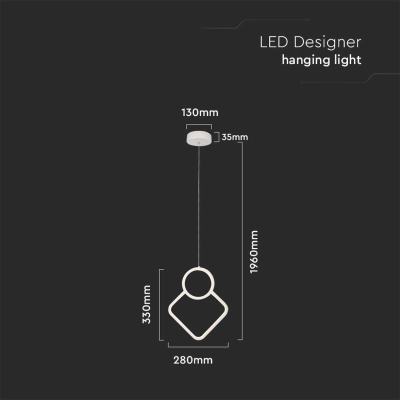 Lampadario LED a Sospensione 12W dal Design Moderno 28*196cm Colore Bianco 3000K SKU-15000
