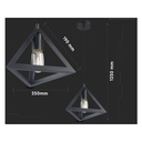 Lampadario a Sospensione Forma Piramide in Metallo Colore Nero Opaco Con Portalampada E27 Max 60W SKU-3832