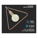Lampadario a Sospensione Forma Triangolo in Metallo Colore Nero Opaco Con Portalampada E27 Max 60W SKU-3838