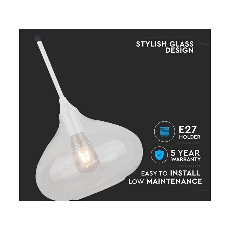 Lampadario a Sospensione Decanter in Vetro Lucido Attacco E27 Colore Bianco SKU-3884