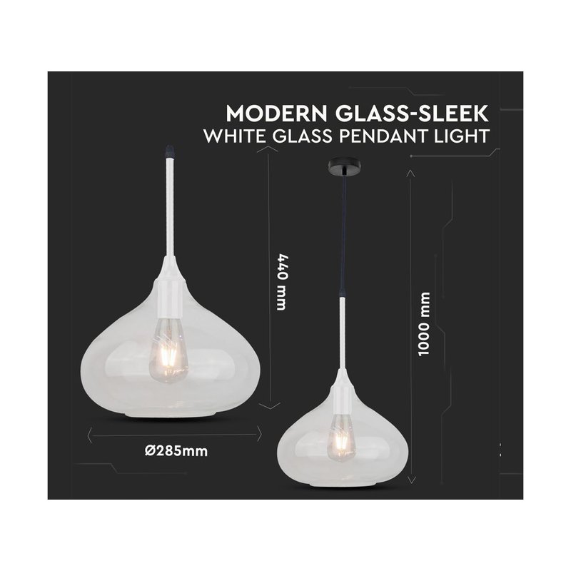 Lampadario a Sospensione Decanter in Vetro Lucido Attacco E27 Colore Bianco SKU-3884