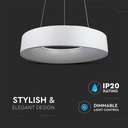 Lampada Led A Sospensione Moderno Circolare Colore Bianco Diametro 600mm 30W 3000K Dimmerabile SKU-3995