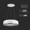 Lampada Led A Sospensione Moderno Circolare Colore Bianco Diametro 600mm 30W 3000K Dimmerabile SKU-3995