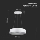 Lampada Led A Sospensione Moderno Circolare Colore Bianco Diametro 600mm 30W 3000K Dimmerabile SKU-3995