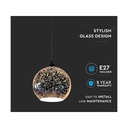 Lampadario Led a Sospensione Campana in Vetro Colore Cromo Specchio con Effetto 3D Diametro 20cm Attacco E27 SKU-40121