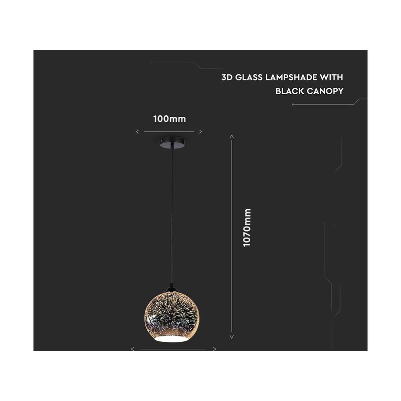 Lampadario Led a Sospensione Campana in Vetro Colore Cromo Specchio con Effetto 3D Diametro 20cm Attacco E27 SKU-40121
