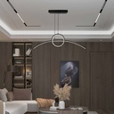 Lampadario LED a Sospensione 30W 3200lm dal Design Moderno Anello e Barra Curvata Colore Nero 4000K SKU-6933