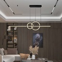 Lampadario LED a Sospensione 15W 1500lm dal Design Moderno 2 Anelli + Barra Led Colore Nero 4000K SKU-6935