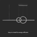 Lampadario LED a Sospensione 15W 1500lm dal Design Moderno 2 Anelli + Barra Led Colore Nero 4000K SKU-6935