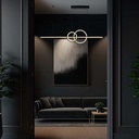 Lampadario LED a Sospensione 15W 1500lm dal Design Moderno 2 Anelli + Barra Led Colore Nero 4000K SKU-6935