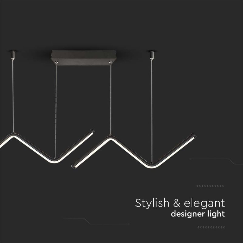 Lampadario LED a Sospensione 12W 1280lm dal Design Moderno Doppia Barra Led ZigZag Colore Nero 4000K SKU-6937