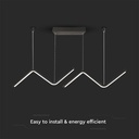 Lampadario LED a Sospensione 12W 1280lm dal Design Moderno Doppia Barra Led ZigZag Colore Nero 4000K SKU-6937
