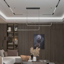 Lampadario LED a Sospensione 24W 2500lm dal Design Moderno Doppia Barra Led Con 3 Punti Fissaggio Colore Nero 4000K SKU-6941
