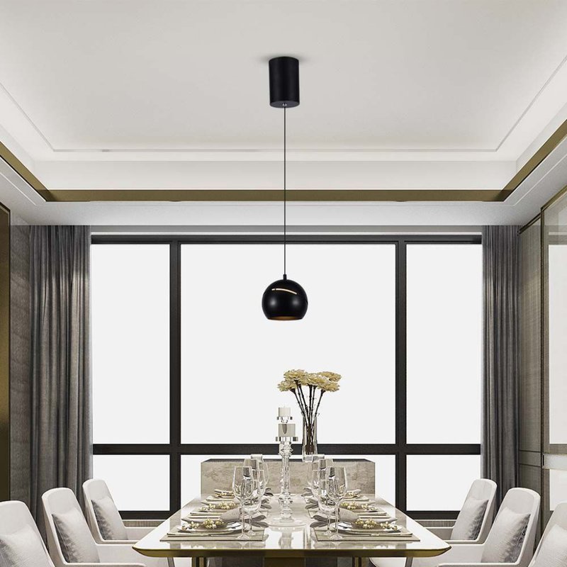 Lampadario LED a Sospensione 8.5W 850lm a Forma di Campana Colore Nero D120mm 3000K SKU-7998