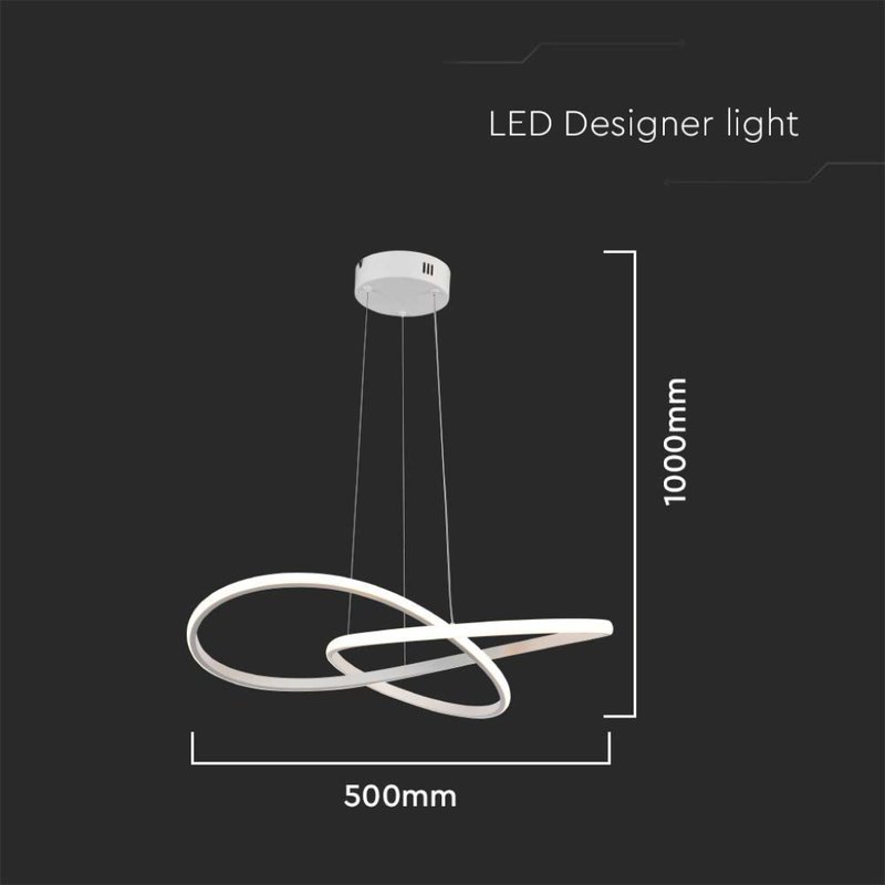 Lampadario LED a Sospensione 20W 2540lm Design Moderno Doppi Anelli Incrociati 500mm Colore Bianco 3000K SKU-8013