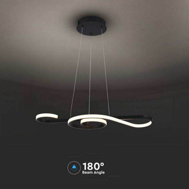 Lampadario LED a Sospensione 18W 2260lm Design Moderno Circolo Spirale Lunga 700mm Colore Nero 3000K SKU-8020