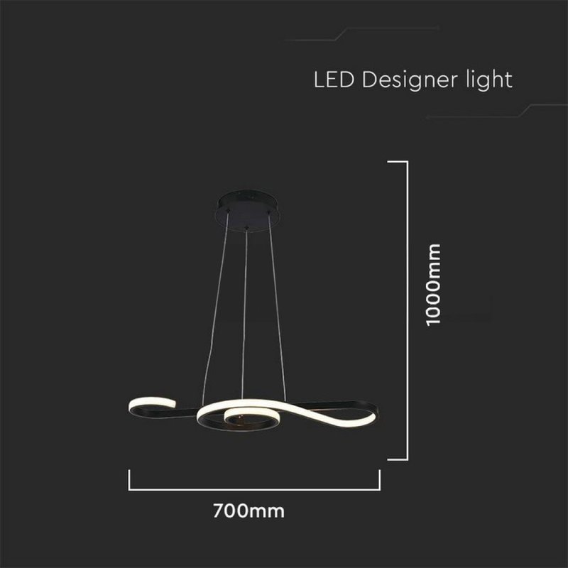 Lampadario LED a Sospensione 18W 2260lm Design Moderno Circolo Spirale Lunga 700mm Colore Nero 3000K SKU-8020