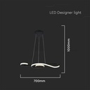 Lampadario LED a Sospensione 18W 2260lm Design Moderno Circolo Spirale Lunga 700mm Colore Nero 3000K SKU-8020