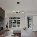 Lampadario LED a Sospensione 18W 2260lm Design Moderno Circolo Spirale Lunga 700mm Colore Nero 3000K SKU-8020