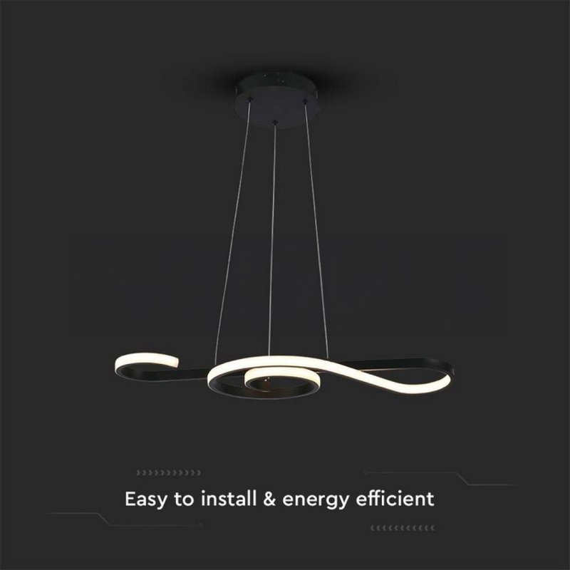 Lampadario LED a Sospensione 18W 2260lm Design Moderno Circolo Spirale Lunga 700mm Colore Nero 3000K SKU-8020