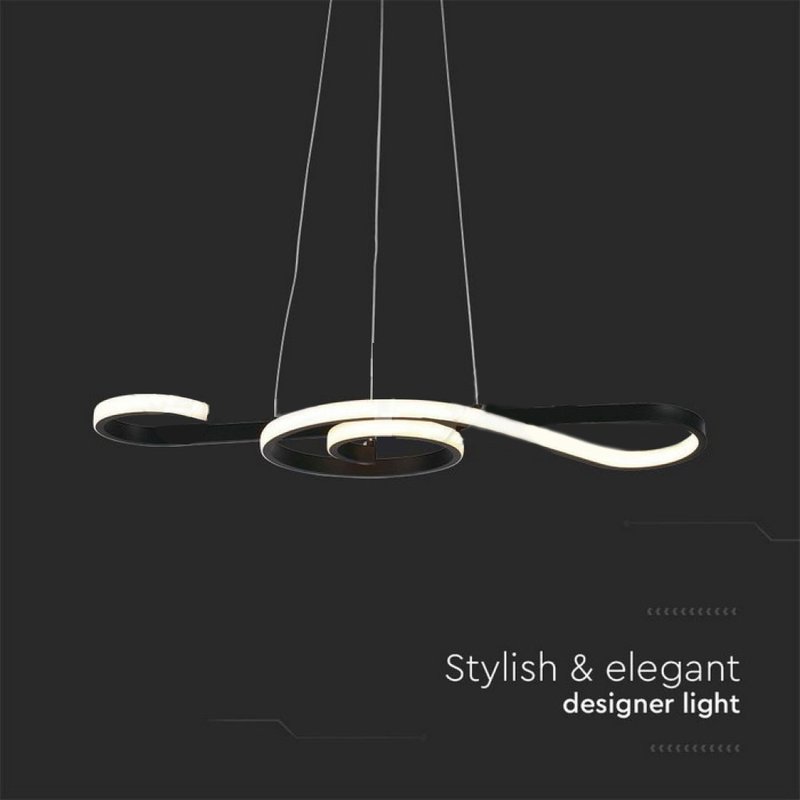 Lampadario LED a Sospensione 18W 2260lm Design Moderno Circolo Spirale Lunga 700mm Colore Nero 3000K SKU-8020