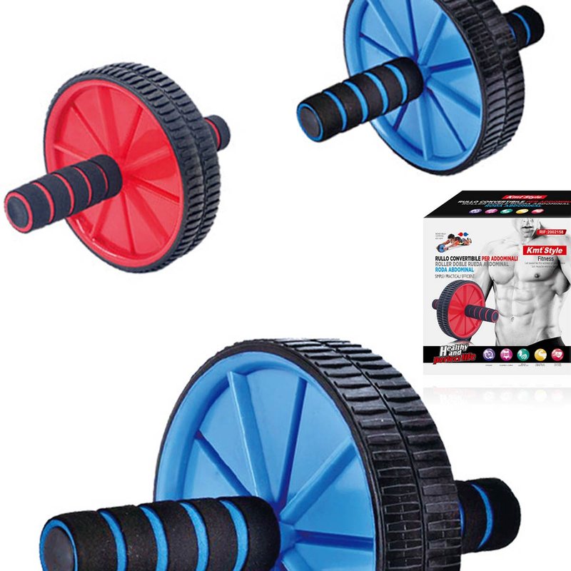 Rotella Rullo Workout Convertibile Ruote Doppie Dentate e Tappetino Per Esercizi Incluso Colore Assortito