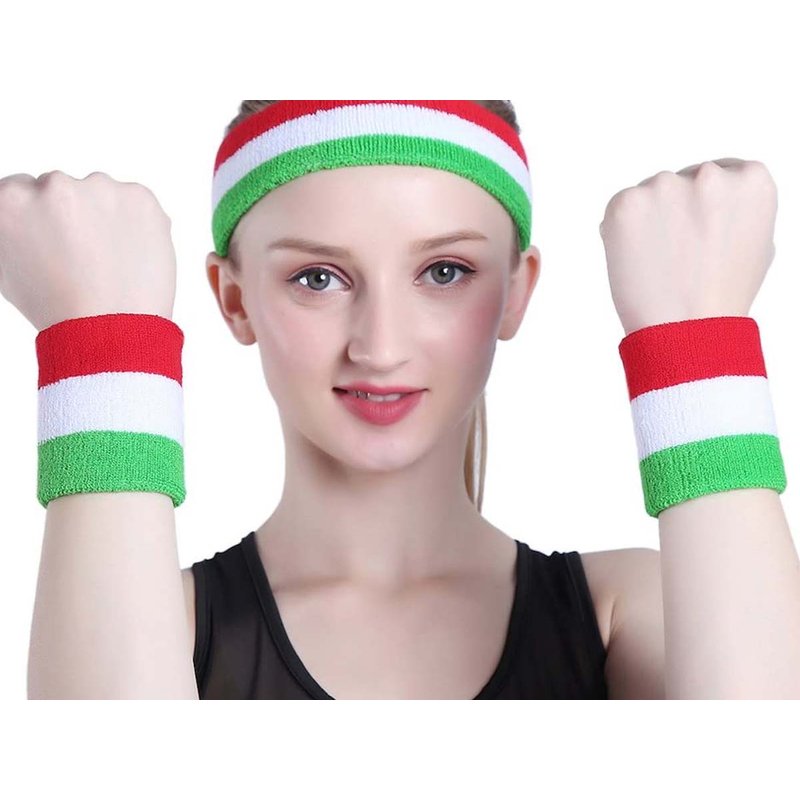 2 Polsiera Tricolori Fascia da Polso Elastica Per Sport Palestra Lavoro