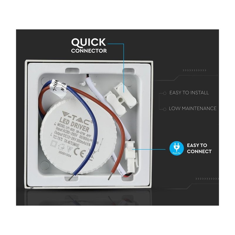 Plafoniera Pannello Led Slim Montaggio a Plafone Quadrato 90X90X24mm 6W 6000K SKU-4909