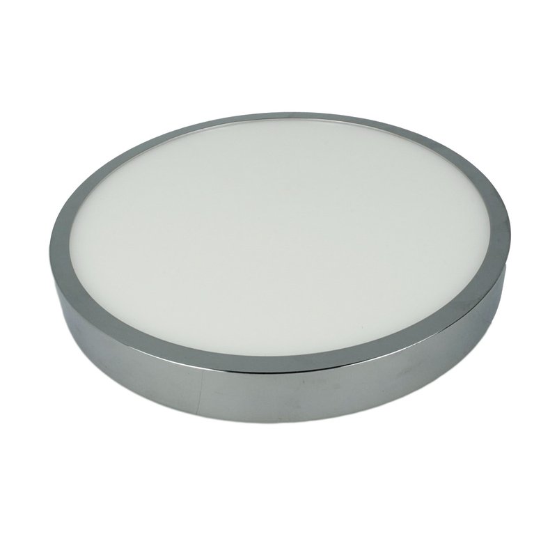 Plafoniera Pannello Led Slim Rotondo Montaggio a Plafone 18W 3000K Cromato SKU-6370
