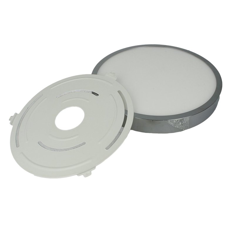 Plafoniera Pannello Led Slim Rotondo Montaggio a Plafone 18W 3000K Cromato SKU-6370